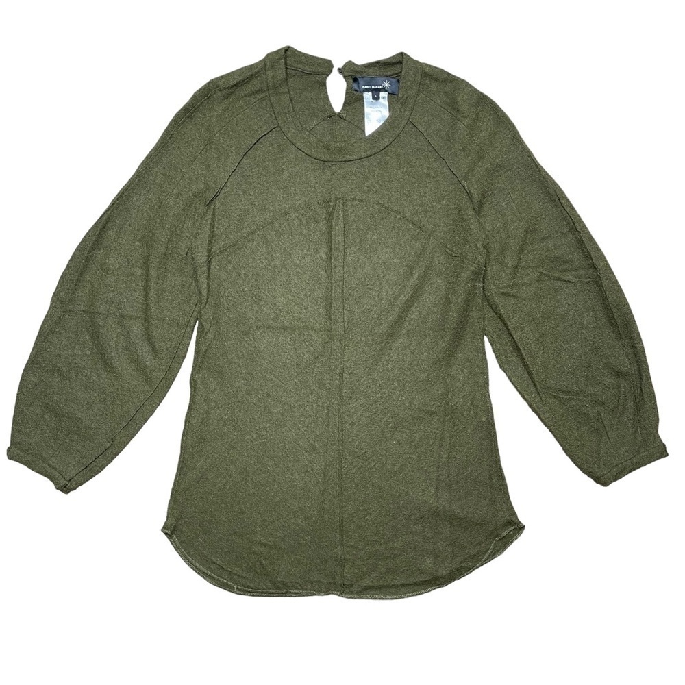 Isabel Marant Sweater Small Puffed Sleeve Pullover Alpaca Wool Dark Green